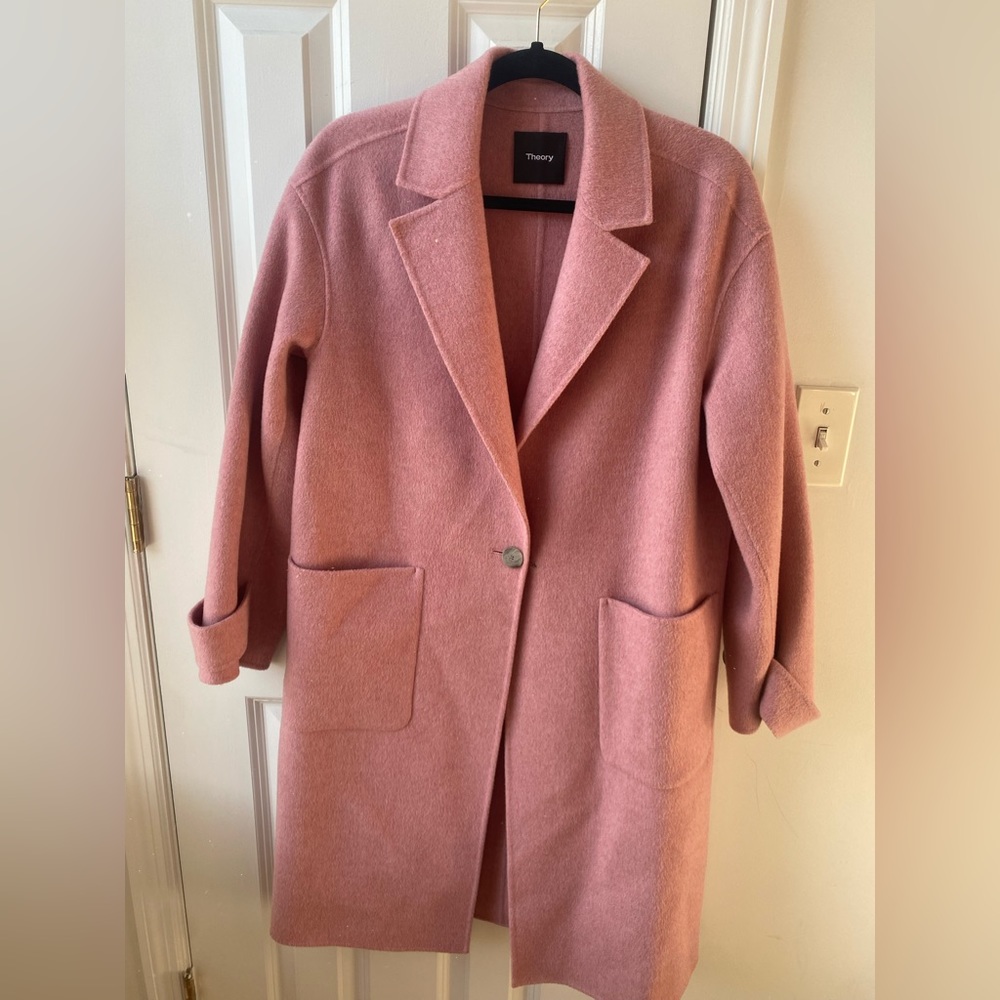 Theory Easy One-Button Coat in Double-Face Wool-Cashmere